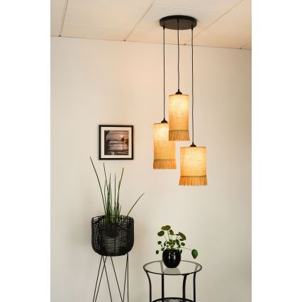 Brilagi - Loftlampe på kabel WINNETOU TUBES 3xE27/15W/230V brun/sort