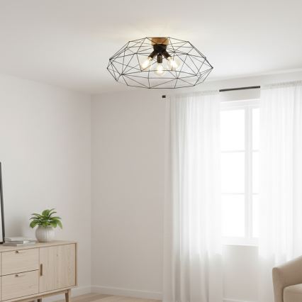 Brilagi - Loftlampe WOODY BASKET 3xE27/60W/230V Ø 80 cm eg