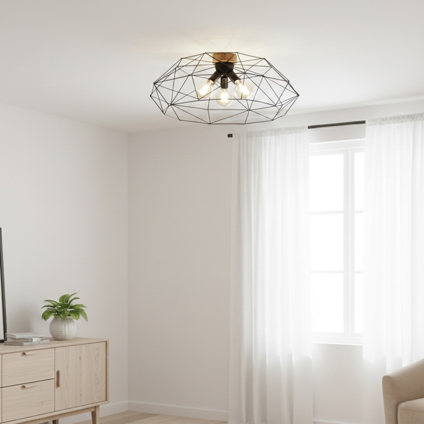 Brilagi - Loftlampe WOODY BASKET 3xE27/60W/230V Ø 80 cm eg