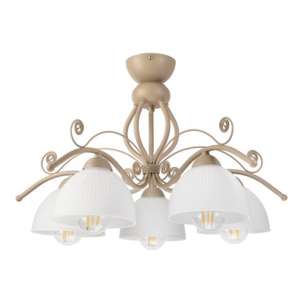 Brilagi - Loftmonteret lysekrone ANTICO MODERN 5xE27/60W/230V beige