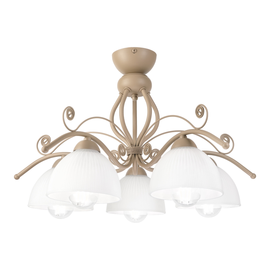 Brilagi - Loftmonteret lysekrone ANTICO MODERN 5xE27/60W/230V beige