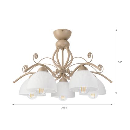 Brilagi - Loftmonteret lysekrone ANTICO MODERN 5xE27/60W/230V beige
