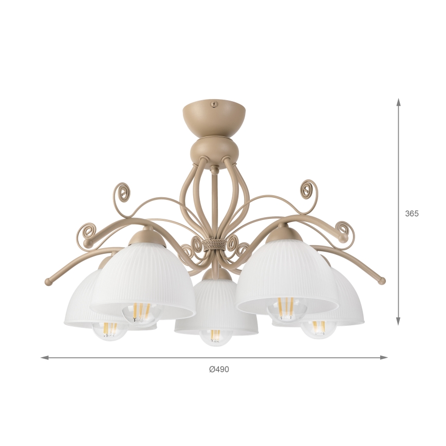Brilagi - Loftmonteret lysekrone ANTICO MODERN 5xE27/60W/230V beige