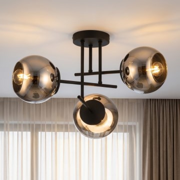 BRILAGI - Loftmonteret lysekrone DIOR 3xE27/60W/230V sort/røget grå