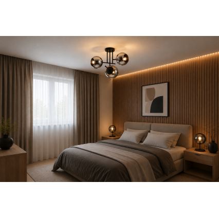 BRILAGI - Loftmonteret lysekrone DIOR 3xE27/60W/230V sort/røget grå