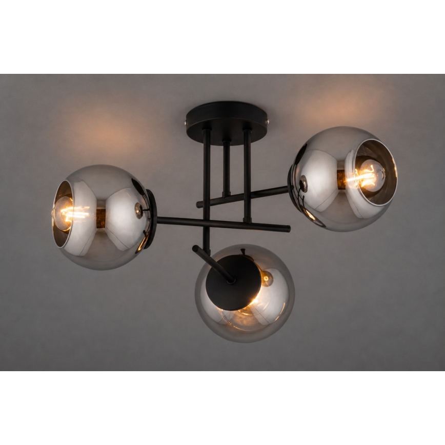 BRILAGI - Loftmonteret lysekrone DIOR 3xE27/60W/230V sort/røget grå