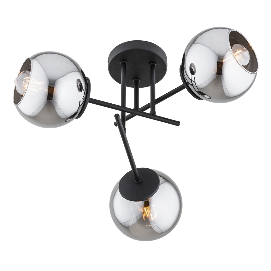 BRILAGI - Loftmonteret lysekrone DIOR 3xE27/60W/230V sort/røget grå