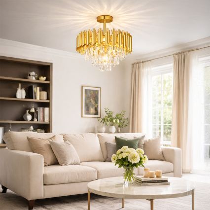 Brilagi - Loftmonteret lysekrone ECLIPSE 5xE14/10W/230V Ø 38 cm, guld