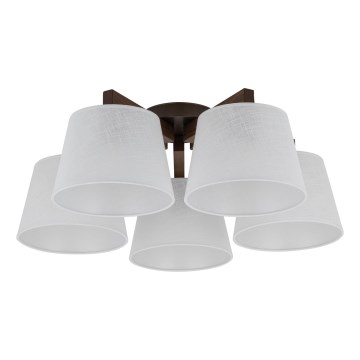 Brilagi - Loftmonteret lysekrone LATTE 5xE27/60W/230V fyrretræ/hvid