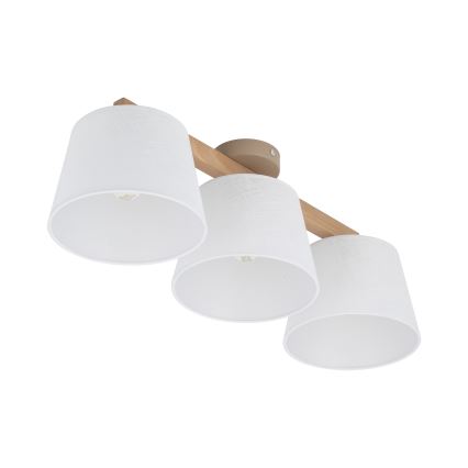Brilagi - Loftmonteret lysekrone LATTE SABIA 3xE27/60W/230V fyrretræ/hvid