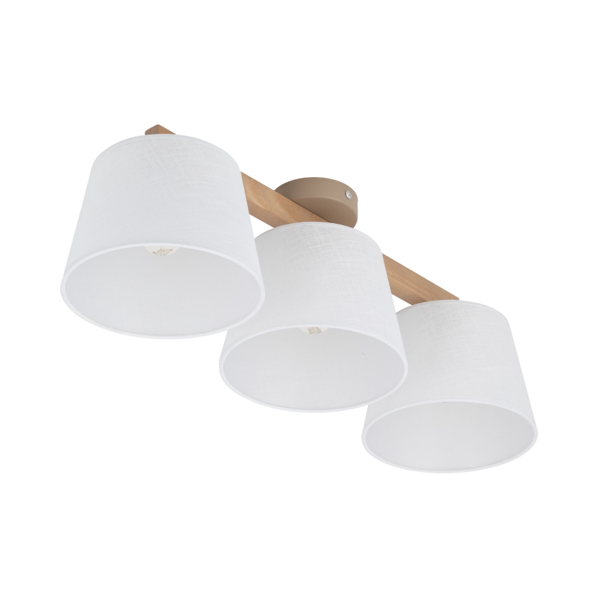 Brilagi - Loftmonteret lysekrone LATTE SABIA 3xE27/60W/230V fyrretræ/hvid