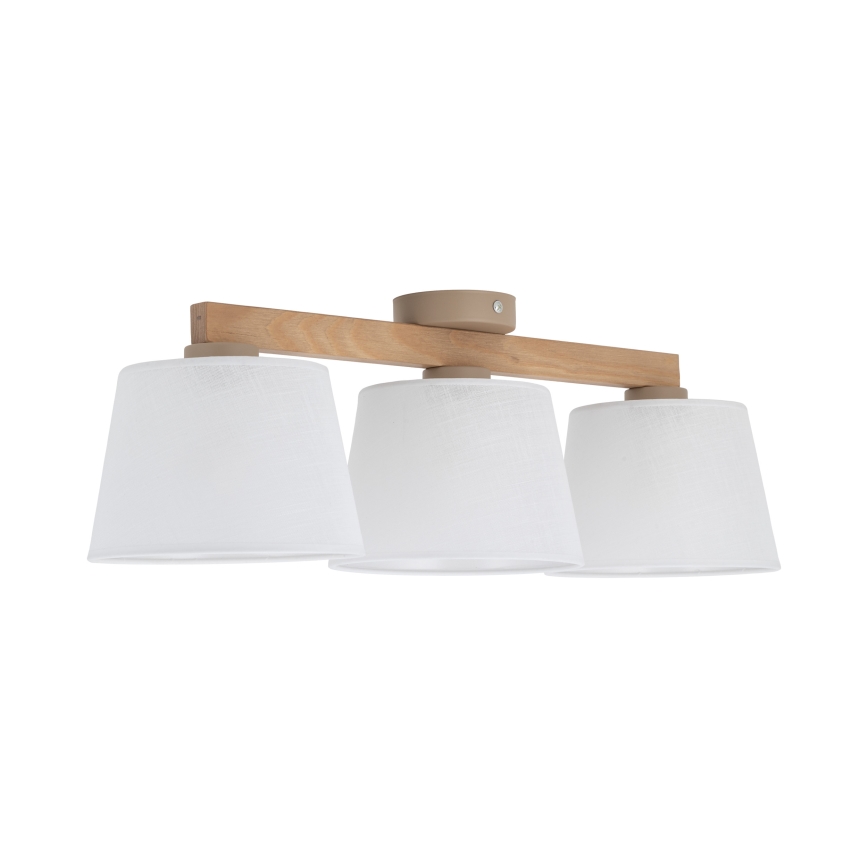 Brilagi - Loftmonteret lysekrone LATTE SABIA 3xE27/60W/230V fyrretræ/hvid