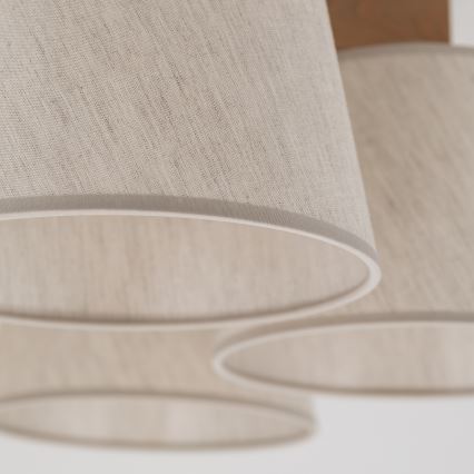 Brilagi - Loftmonteret lysekrone LATTE SABIA 5xE27/15W/230V fyrretræ/cremefarvet