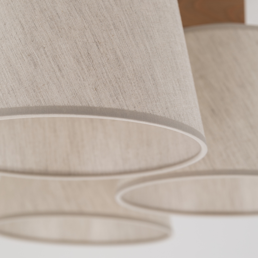 Brilagi - Loftmonteret lysekrone LATTE SABIA 5xE27/15W/230V fyrretræ/cremefarvet