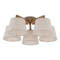 Brilagi - Loftmonteret lysekrone LATTE SABIA 5xE27/60W/230V fyrretræ/cremefarvet