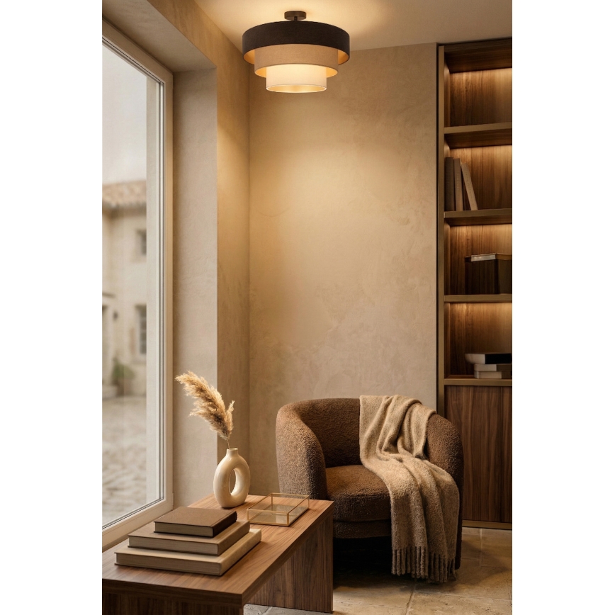 Brilagi - Loftmonteret lysekrone LUNETA 1x E27/60W/230V Ø 40 cm brun/beige/creme