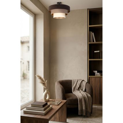 Brilagi - Loftmonteret lysekrone LUNETA 1x E27/60W/230V Ø 40 cm brun/beige/creme