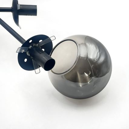 Brilagi - Loftmonteret lysekrone MALIVA 6xE14/15W/230V sort/røget