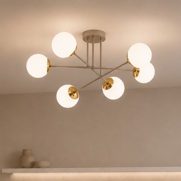 Brilagi - Loftmonteret lysekrone MILO 6xE27/60W/230V beige/guld