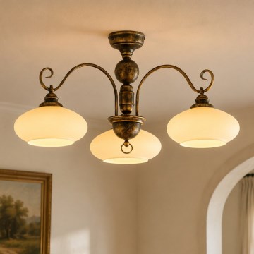 Brilagi - Loftmonteret lysekrone MOLLERO 3xE27/15W/230V Ø 84 cm bronze/patina