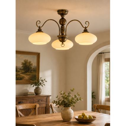 Brilagi - Loftmonteret lysekrone MOLLERO 3xE27/15W/230V Ø 84 cm bronze/patina