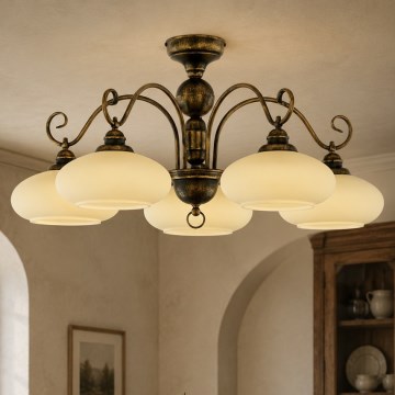Brilagi - Loftmonteret lysekrone MOLLERO 5xE27/15W/230V Ø 84 cm bronze/patina