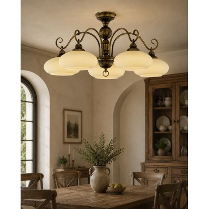 Brilagi - Loftmonteret lysekrone MOLLERO 5xE27/15W/230V Ø 84 cm bronze/patina