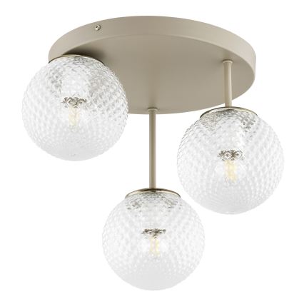 Brilagi - Loftmonteret lysekrone STELLA 3xE27/60W/230V beige/guld