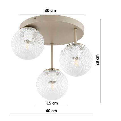 Brilagi - Loftmonteret lysekrone STELLA 3xE27/60W/230V beige/guld