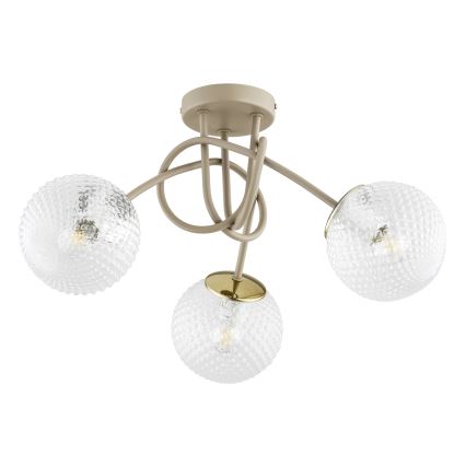 Brilagi - Loftmonteret lysekrone STELLA 3xE27/60W/230V beige/guld