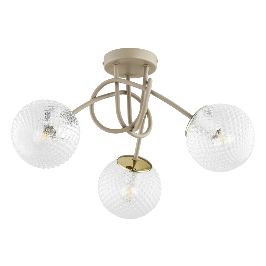 Brilagi - Loftmonteret lysekrone STELLA 3xE27/60W/230V beige/guld