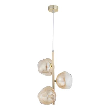 Brilagi - Loftpendel med kabel VULCANO 3xG9/8W/230V guld/røget beige