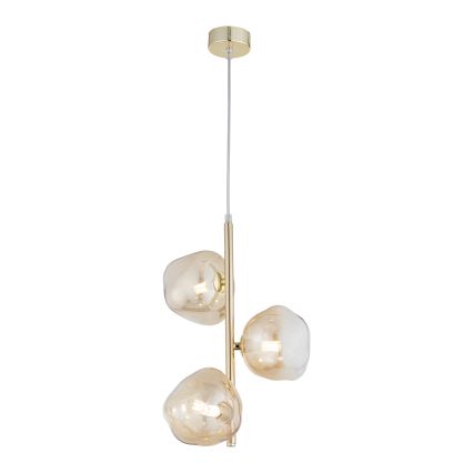 Brilagi - Loftpendel med kabel VULCANO 3xG9/8W/230V guld/røget beige