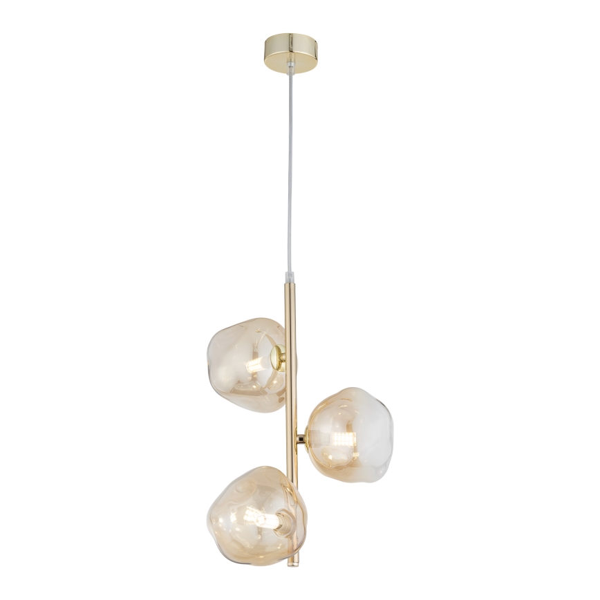 Brilagi - Loftpendel med kabel VULCANO 3xG9/8W/230V guld/røget beige