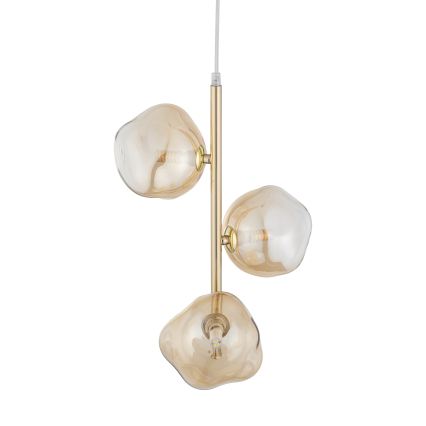 Brilagi - Loftpendel med kabel VULCANO 3xG9/8W/230V guld/røget beige
