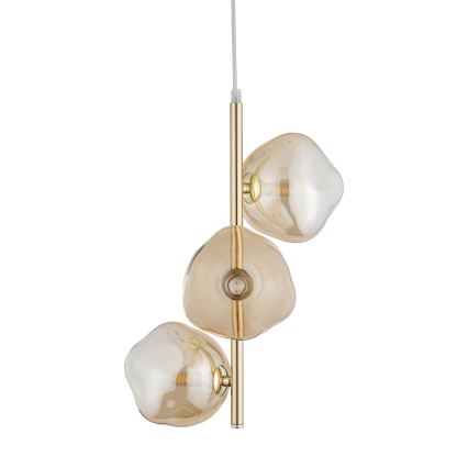 Brilagi - Loftpendel med kabel VULCANO 3xG9/8W/230V guld/røget beige