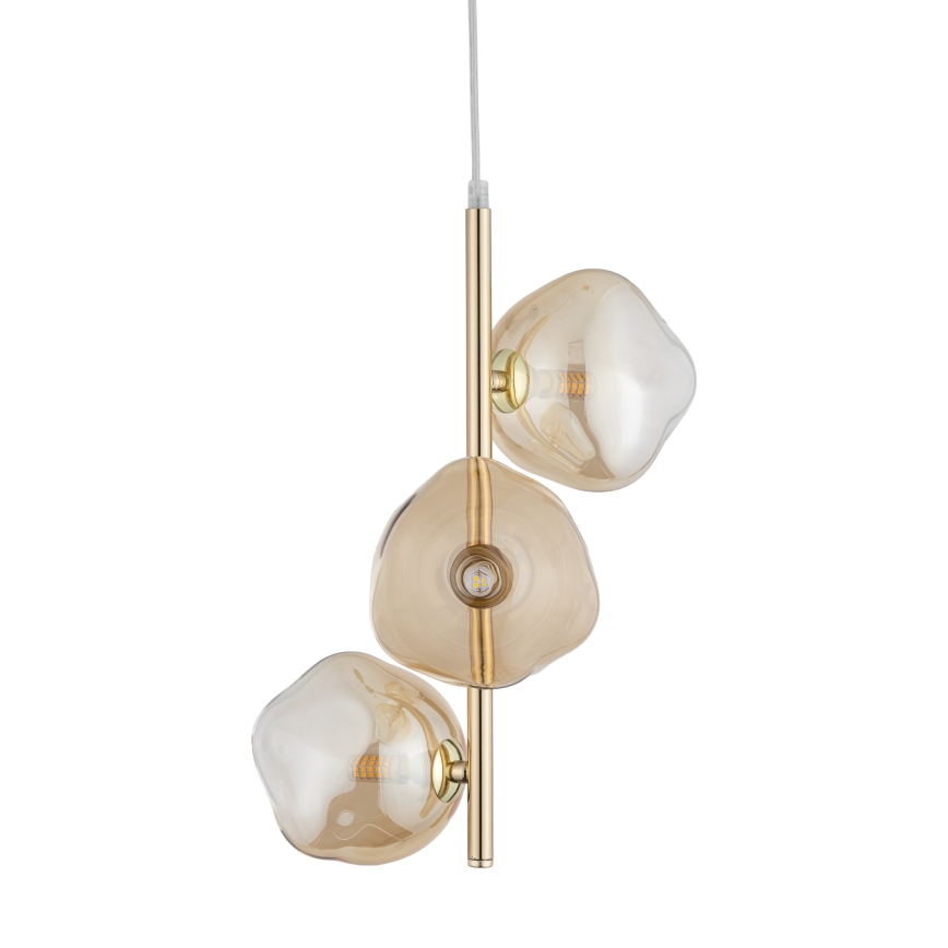 Brilagi - Loftpendel med kabel VULCANO 3xG9/8W/230V guld/røget beige