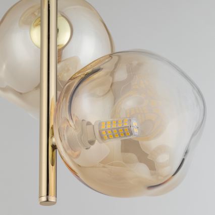 Brilagi - Loftpendel med kabel VULCANO 3xG9/8W/230V guld/røget beige