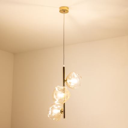 BRILAGI - Loftpendel med kabel VULCANO 3xG9/8W/230V guld/røget beige