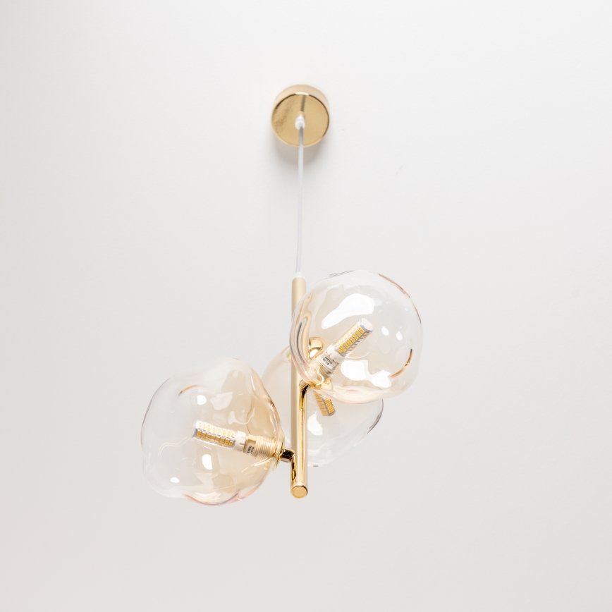 BRILAGI - Loftpendel med kabel VULCANO 3xG9/8W/230V guld/røget beige