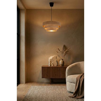 Brilagi - Loftpendel med ledning LUNETA 1xE27/60W/230V Ø 40 cm beige/guld
