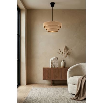 Brilagi - Loftpendel med ledning LUNETA 1xE27/60W/230V Ø 40 cm beige/guld