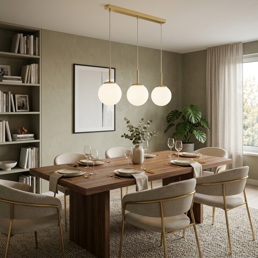 Brilagi - Loftpendel MILO med wireophæng 3xE27/60W/230V guld