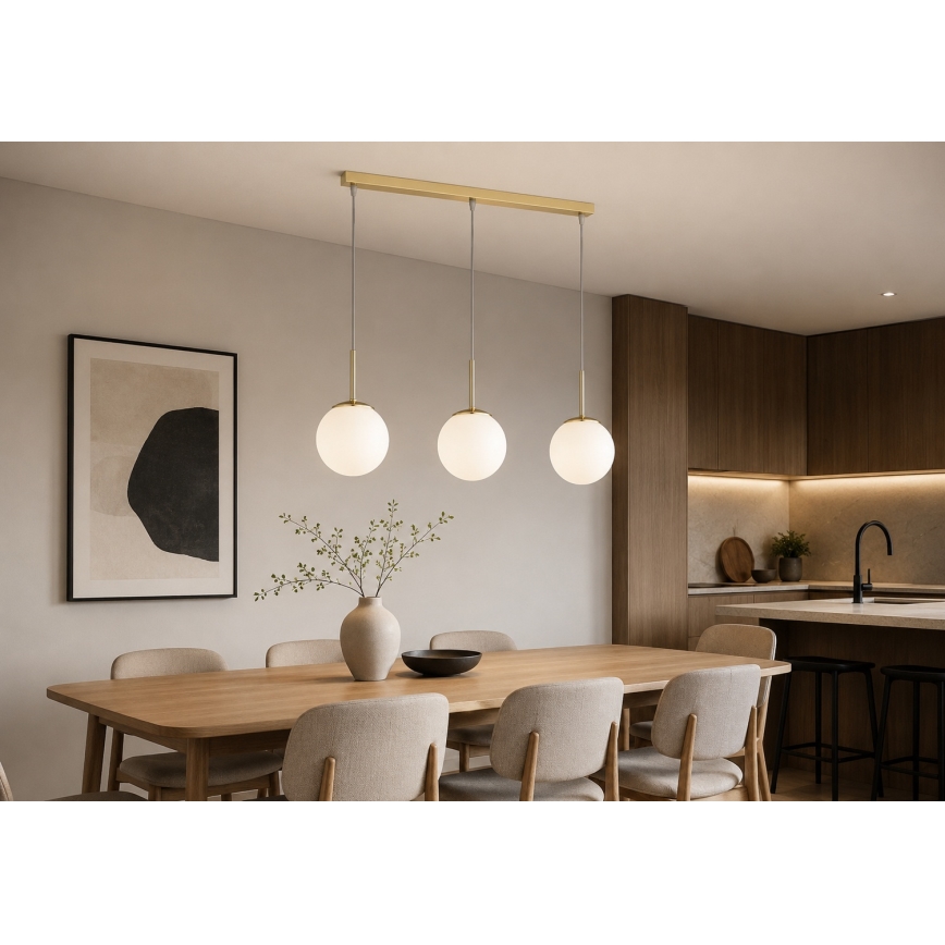 Brilagi - Loftpendel MILO med wireophæng 3xE27/60W/230V guld