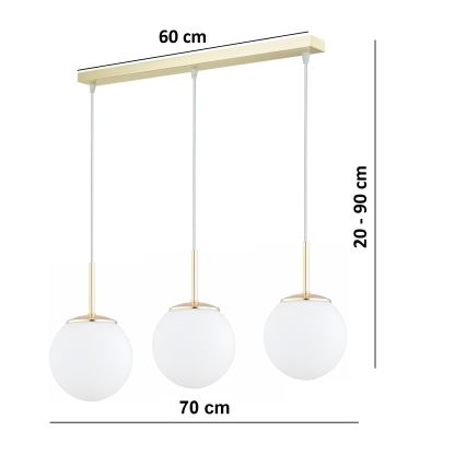 Brilagi - Loftpendel MILO med wireophæng 3xE27/60W/230V guld
