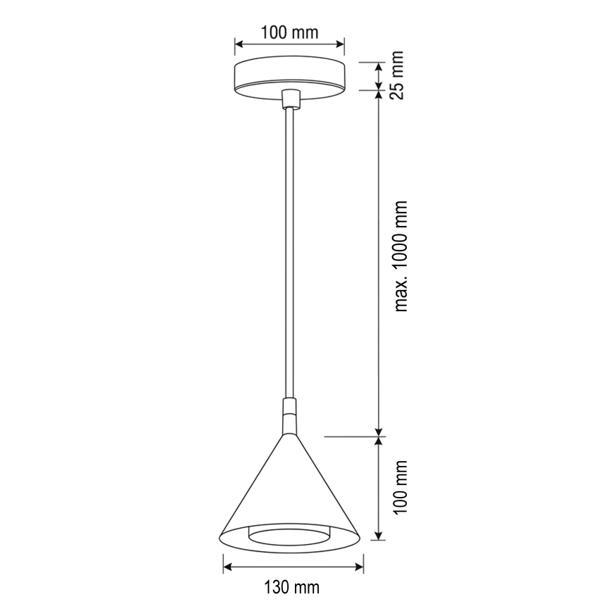Brilagi - Loftpendel på kabel CONE SINGLE 1xGX53/15W/230V sort
