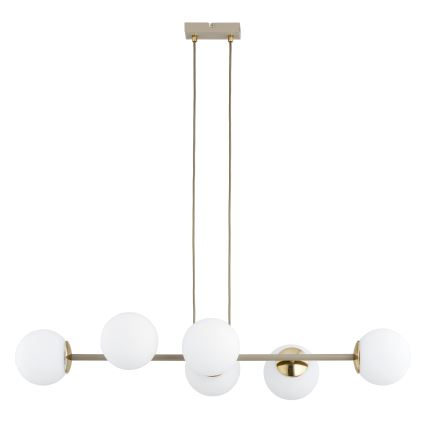 Brilagi - Loftpendel på wire 6xE27/60W/230V beige/guld