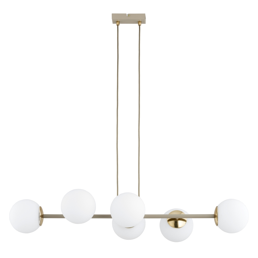 Brilagi - Loftpendel på wire MILO ECRU 6xE27/60W/230V beige/guld