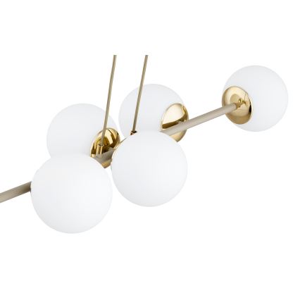 Brilagi - Loftpendel på wire MILO ECRU 6xE27/60W/230V beige/guld