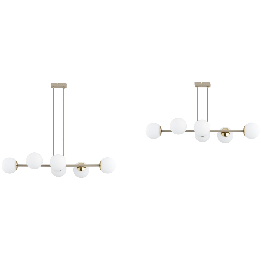 Brilagi - Loftpendel på wire MILO ECRU 6xE27/60W/230V beige/guld